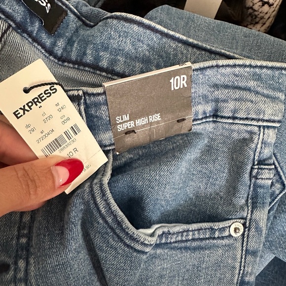 Express Slim High Rise Pre Wash Blue Jeans Classic Style - Picture 5 of 5